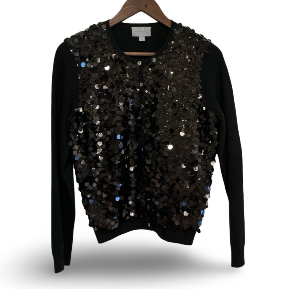 Pure Cashmere Collection. Gorgeous soft black cashmere and fun large sequins - Picture 2 of 6